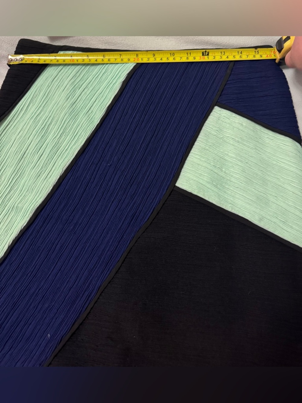 Anthro Maeve Colorblock Mini Skirt Petite 10 Blue Black Geometric Office - Picture 5 of 7